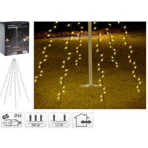 LED vlaggenmast verlichting met 192 warm witte lampjes/lichtjes 208 cm hoog