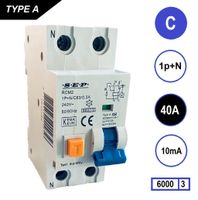 SEP Aardlekautomaat 40A C Kar 10mA 2 polig 36mm RCM2 Kema Keur 230V automaat en aardlek in een