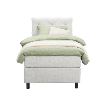 Leen Bakker - Boxspring Liv Geruit - Ecru - 90x200 Cm - Ronde Poot - Stof - Crème