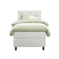 Leen Bakker - Boxspring Liv Geruit - Ecru - 90x200 Cm - Ronde Poot - Stof - Crème