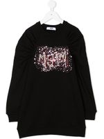 MSGM Kids sweat à logo brodé de sequins - Noir