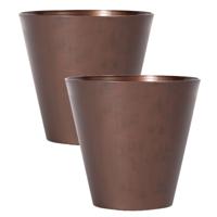 Bloempot/plantenpot voor buiten - Set van 2x stuks - kunststof - brons - D40 x H37 cm - 28 liter