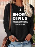 Women's Short Girls Funny Graphic Print Casual Text Letters Cotton-Blend Top - thumbnail