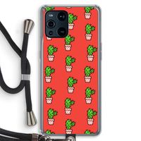 Mini cactus: Oppo Find X3 Pro Transparant Hoesje met koord