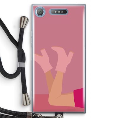 Pink boots: Sony Xperia XZ1 Transparant Hoesje met koord
