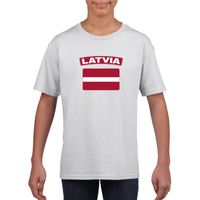 T-shirt met Letlandse vlag wit kinderen - thumbnail