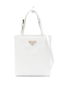 Prada sac cabas à fleurs embossées - Blanc