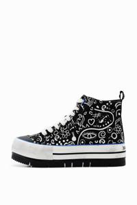 Hoge sneakers met plateauzool en tekeningen - BLACK - 37