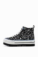 Hoge sneakers met plateauzool en tekeningen - BLACK - 40 - thumbnail