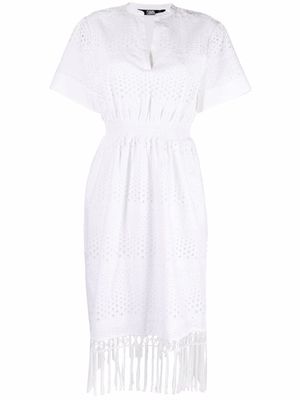 Karl Lagerfeld robe à détails de pompons - Blanc