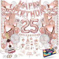 Fissaly® 25 Jaar Rose Goud Verjaardag Decoratie Versiering – Feest - Helium, Latex & Papieren Confetti Ballonnen - thumbnail