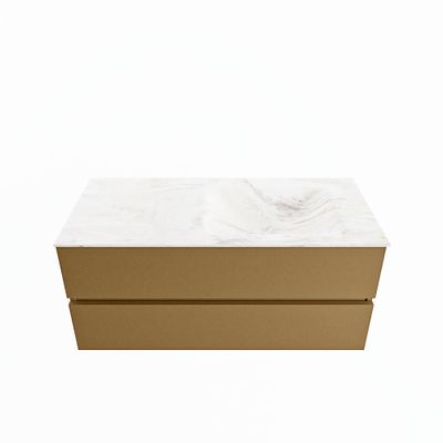 MONDIAZ VICA-DLUX 110cm badmeubel onderkast Oro 2 lades. Inbouw wastafel CLOUD rechts 1 kraangat, kleur Ostra.