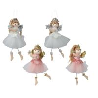 Decoris Kersthanger engel polyester 8x8x17cm