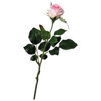 Kunstbloem roos Elena - roze - 48 cm - kunststof steel - decoratie bloemen