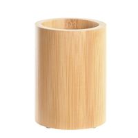 Badkamer tandenborstelhouder / drinkbeker - bamboe hout - 8 x 11 cm