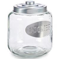 Glazen koektrommel/snoepjes/koekjes voorraad pot met zilverkleurige deksel 4000 ml - thumbnail