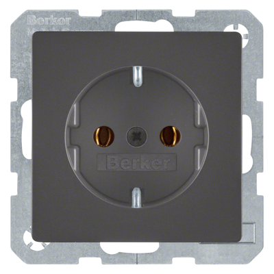 Berker Q1 Contactdoos | Inbouw | 1-voudig | Randaarde | Antraciet - 66.045.42