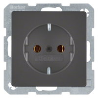 Berker Q1 Contactdoos | Inbouw | 1-voudig | Randaarde | Antraciet - 66.045.42