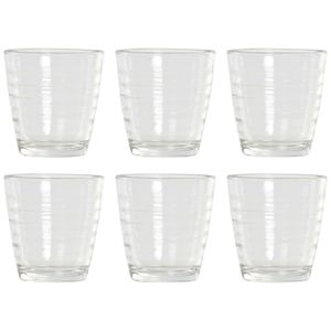 24x Stuks transparante waterglazen/drinkglazen streep relief 250 ml van glas