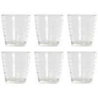 24x Stuks transparante waterglazen/drinkglazen streep relief 250 ml van glas - thumbnail