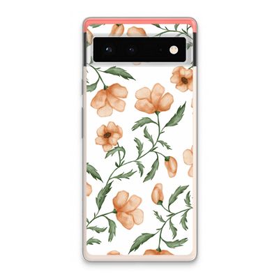 Peachy flowers: Google Pixel 6 Transparant Hoesje