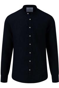 Fynch-Hatton Casual Fit Linnen Overhemd Marine, Effen