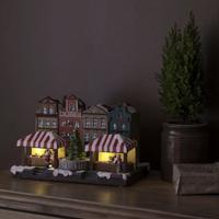 Kersthuis verlichting - Grachtpanden met marktkramen en kerstboom - met muziek - thumbnail