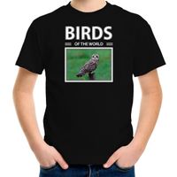 Velduilen vogel t-shirt met dieren foto birds of the world zwart voor kinderen