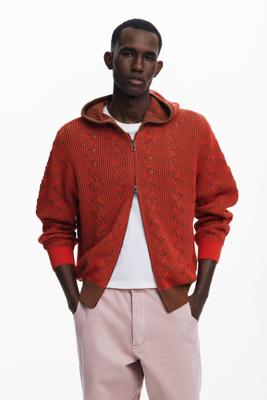 Gebreide trui met rits - RED - M
