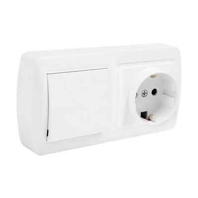 Plug-in basis Solera mur63u Schuko Bipolair Dubbel Onderbreker/pendelaar Wit Oppervlak 16 A