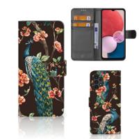 Samsung Galaxy A13 (4G) | Telefoonhoesje | Met pasjeshouder | Pauw met Bloemen