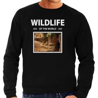 Stokstaartje sweater / trui met dieren foto wildlife of the world zwart voor heren