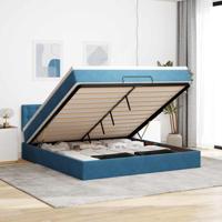 Ottoman bed met matras en LED's 160x200cm fluweel donkerblauw