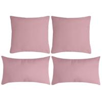 Stof Textile sierkussen Nelson - set 4x - roze - 2 formaten - polyester