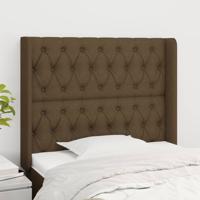 Hoofdbord met randen 103x16x118/128 cm stof donkerbruin