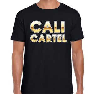 Drugscartel Cali Cartel tekst t-shirt zwart / goud voor heren