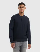 Pure Path Braided Structure Knit Polo Heren Donkerblauw - Maat L - Kleur: Donkerblauw | Soccerfanshop