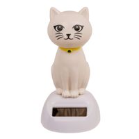 Out of the Blue - Solar bewegend katje - wit 12 cm - Huis katten beeldjes/cadeau   -