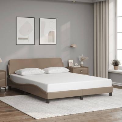 Bedframe met hoofdbord kunstleer cappuccinokleurig 160x200 cm