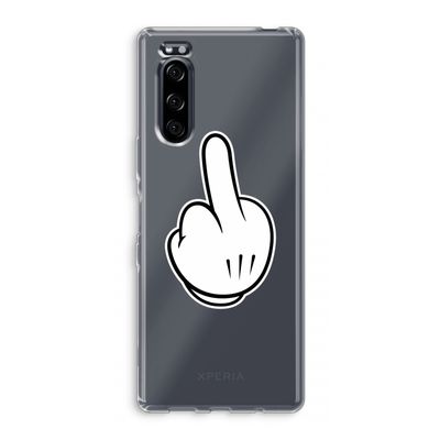 Middle finger white: Sony Xperia 5 Transparant Hoesje