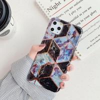 Voor iPhone 11 Pro plating kleurrijke geometrische patroon mozaïek marmer TPU mobiele telefoon geval (zwart PJ6)