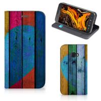 Samsung Galaxy Xcover 4s Book | Wallet Case | Wood Heart - Cadeau voor je Vriend