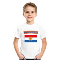 Supporters kleding - t-shirt van vlag Nederland - wit - voor kinderen - korte mouwen - sport