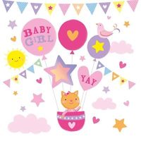 Geboorte Kaart 'Folie Baby Girl' - thumbnail