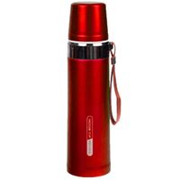 Thermosfles / isoleerfles RVS met bandje voor onderweg 750 ml rood Thermosfles / isoleerfles RVS met bandje voor onderweg 750 ml rood