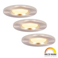 Set van 3 Venezia LED inbouwspots - 6 Watt 460lm - Dim to warm - Rond - Dimbaar - IP65 waterdicht - RVS - Voor binnen, buiten en badkamer