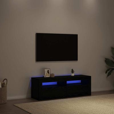 Tv-meubel met LED 120x35x40 cm bewerkt hout zwart eiken