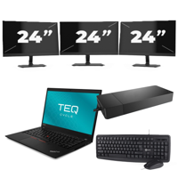 Lenovo ThinkPad T490s - Intel Core i5-8e Generatie - 14 inch - 16GB RAM - 256GB SSD - Windows 11 Home + 3x 24 inch Monitor