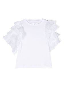 Douuod Kids t-shirt en coton à volants - Blanc