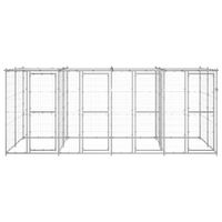 The Living Store Hondenkennel - Gegalvaniseerd Staal - 440 x 220 x 180 cm - Met Dak en Deuren - Zilver - thumbnail